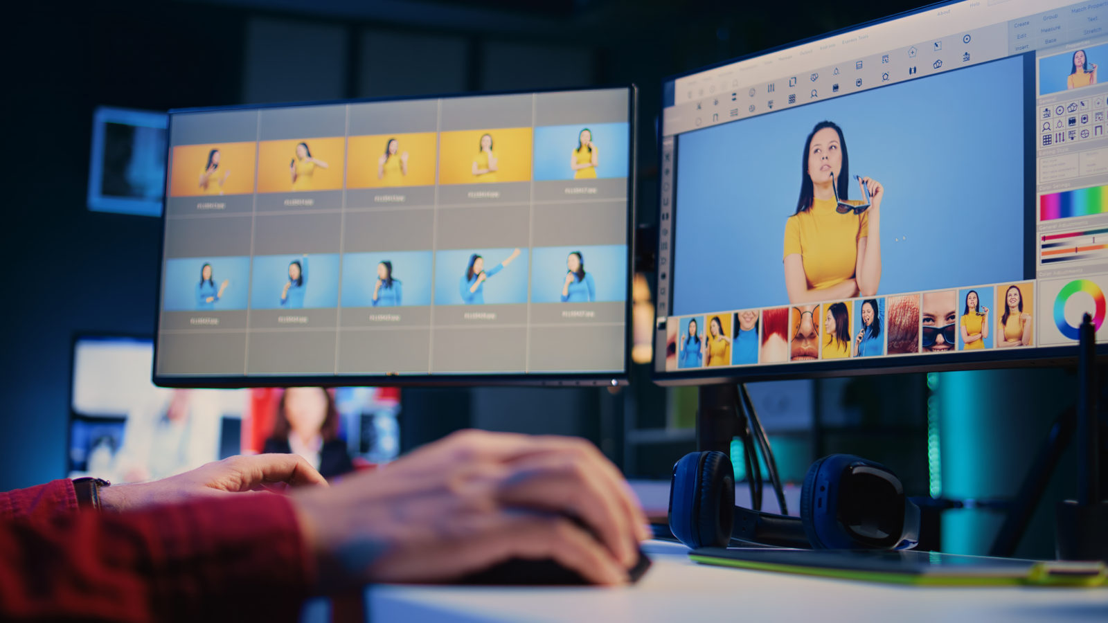 Postazione di editing e color grading