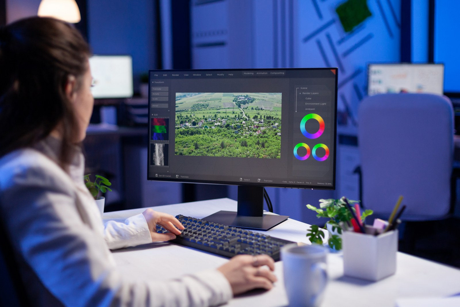 Grafica al lavoro sul color grading